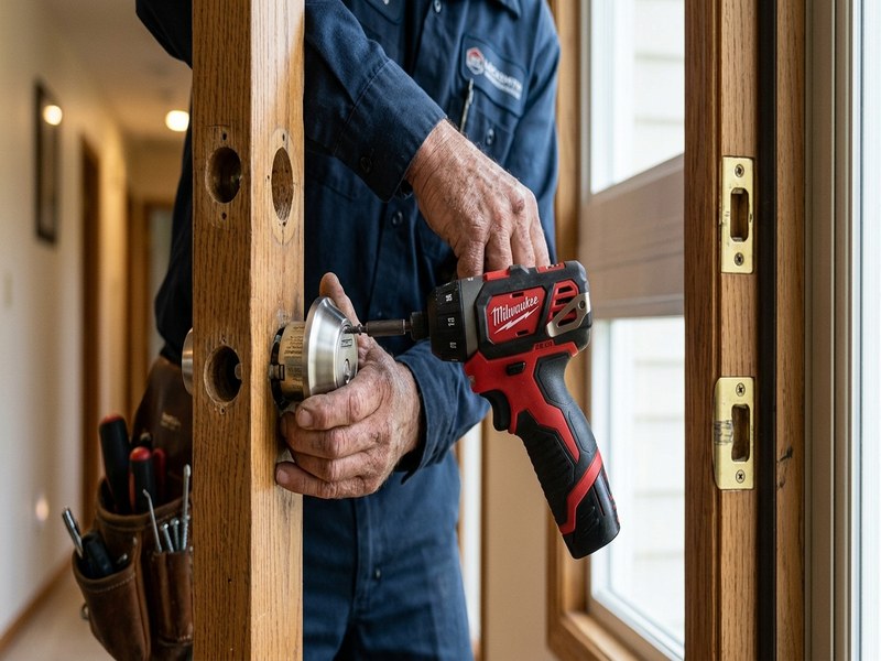 Smart lock installation at Hayward doorway